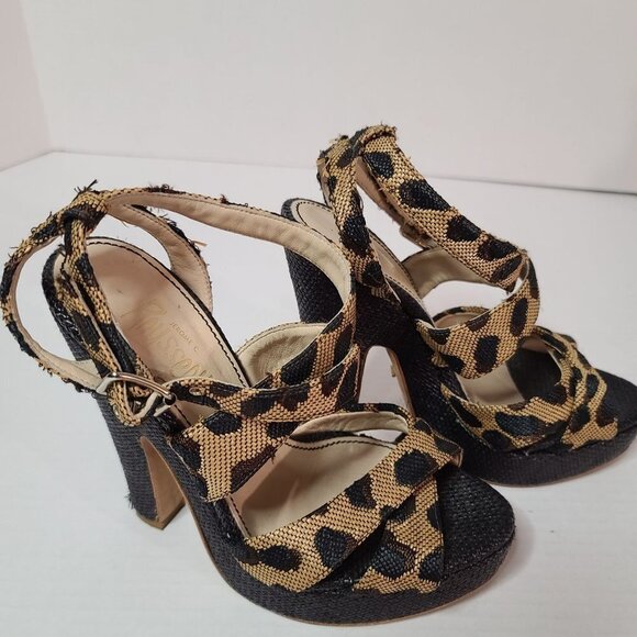 Jerome C. Rousseau Daho Cheetah Woven Platform Heels Size 37.5/ 7.5 - Picture 10 of 11